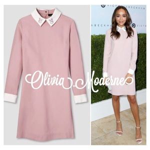 ⬇️ Victoria Beckham Pink Long Sleeve Collar Dress
